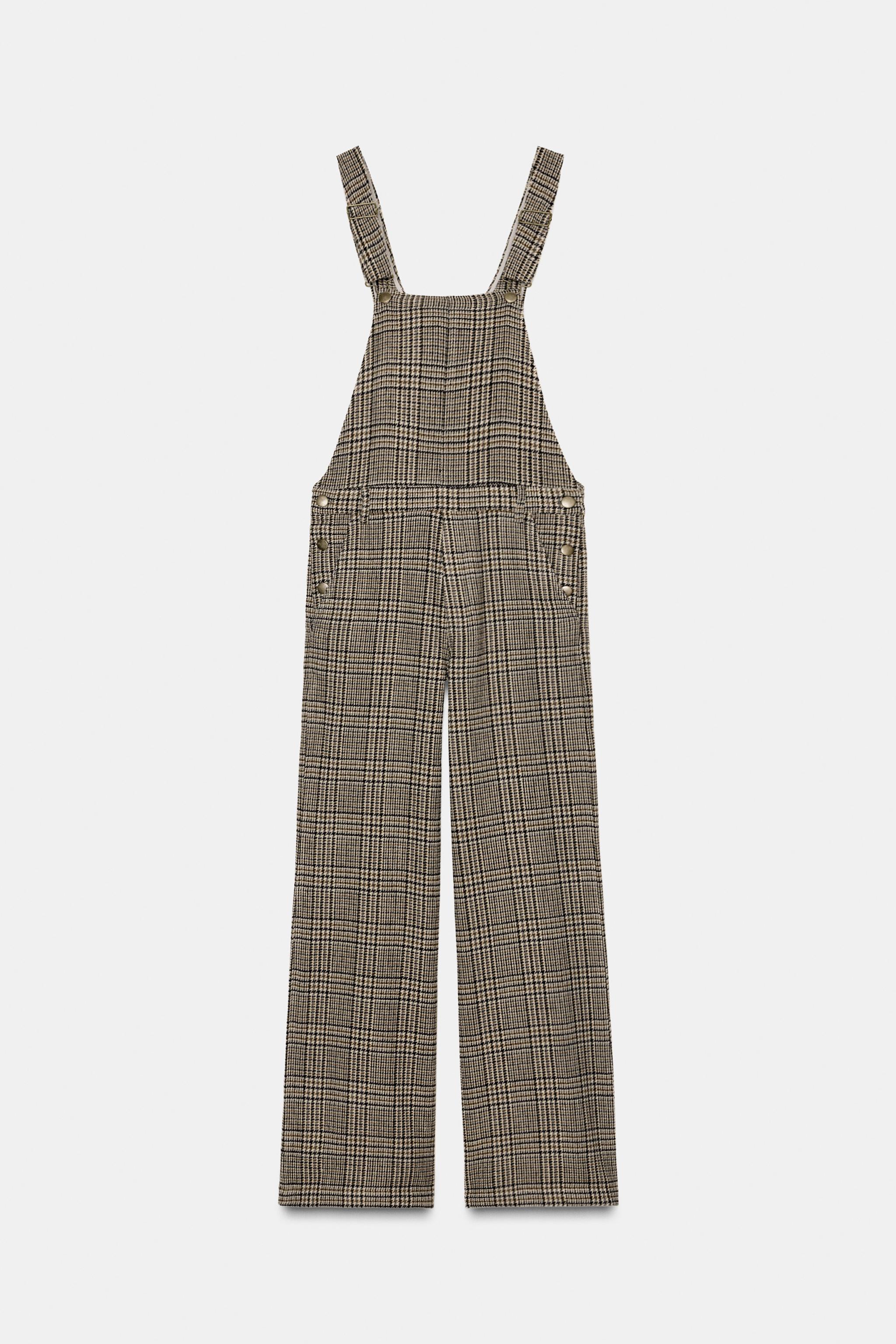 PLAID WOOL BLEND LONG JUMPSUIT